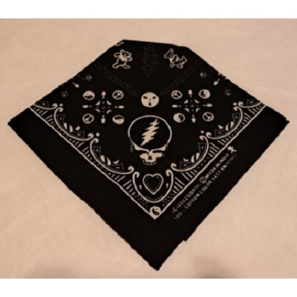 New Black Bear Skull Grateful Dead Bandana Headband Tour NWT Peace Kerchief SYF - Picture 4 of 4